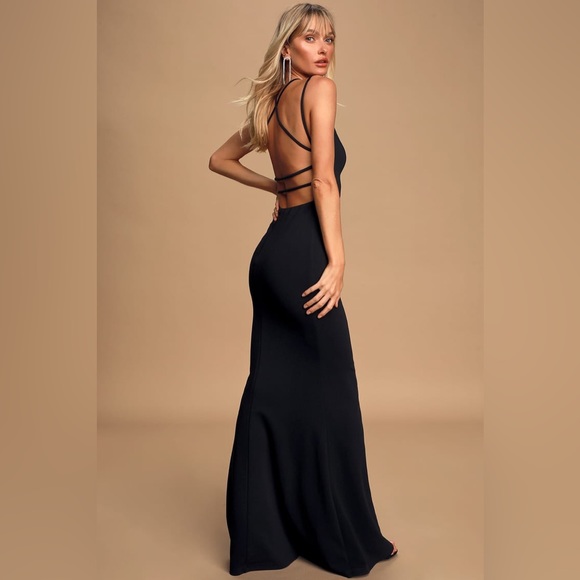 Lulu's Dresses & Skirts - NWT Lulu’s All this Allure Black Strappy Backless Mermaid Maxi Dress